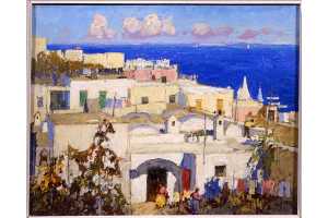 Синее море. Капри. 1925, холст, картон, масло.40х50