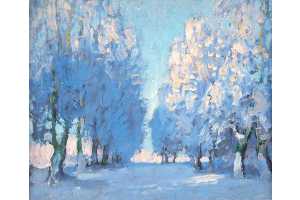 Зима. Этюд. 1914, картон, масло 19.3х23.7