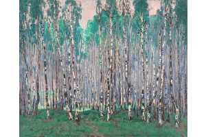 Весной в березовой роще.  1932, картон, белила, акварель, гуашь 40.2х50