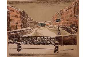 Кукушкин О.Г. Певческий мост. Литография цветная